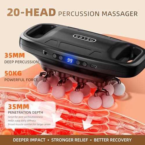 COYZU Muscle Massage Gun, Percussion Multiple Head for Shoulder Pain Relief - Thumbnail 4