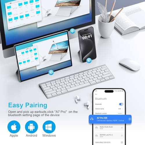 Wireless Earbuds for iPhone, 5.3 Bluetooth Headphones for Apple Earbuds Wireless, ENC Noise Cancelling 40Hrs Playback in Ear Air Buds Pods HiFi Bass for iPhone 17 16 15/iPad/PC/Laptop/Switch/White - Thumbnail 3