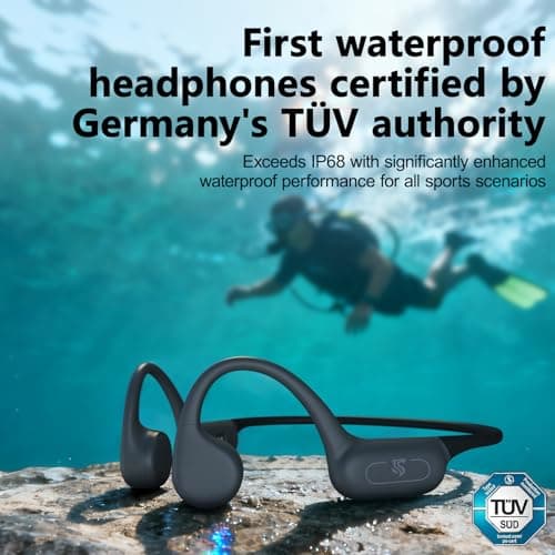 Roujune Bone Conduction Headphones IPX8 Waterproof Swimming Headphones Open Ear Headphones with MP3 Mode 32GB Memory 8H Playtime Bluetooth 5.4 Ear Buds Secure Fit for Running and Fitness (Gray) - Thumbnail 4