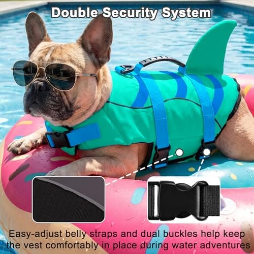 Fragralley Shark Dog Life Jacket, Easy to Put on Dog Life Vest for Swimming and Boating, Vibrant & Adjustable Dog Life Preservers for Small Medium Large Dogs, Suit to Swim, Fish, Beach, Surfing - Thumbnail 2