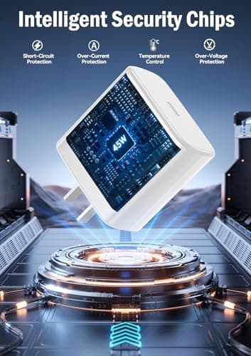 45W Super Fast Charger for Samsung, 6.5FT/2M USB C Charger Fast Charging for Samsung S25/S24/Plus/Ultra, PD 3.0 GaN Type C Charging Block Compatible with iPhone 17/16/15 and More (White, 2 PCS) - Thumbnail 4