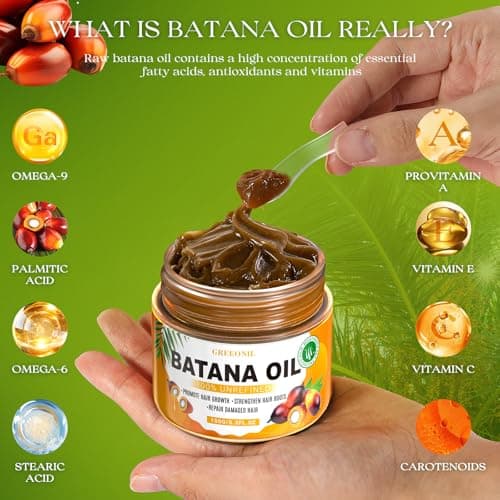 GREEONIL Batana Oil for Hair Growth, 100% Unrefined, Organic and Natural Dr Sebi Raw Batana Oil for Men Women, Prevents Hair Loss, Eliminate Frizzy, Damaged and Split Ends, 5.3 Oz - Thumbnail 3