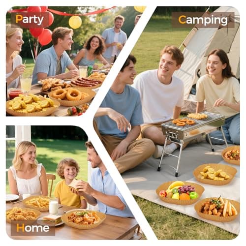 Air Fryer Paper Liners, 125Pcs Parchment Paper, Air Fryer Liners Disposable for Microwave, Non-Stick Air Fryer Liner Square Free of Bleach (8IN) - Thumbnail 6