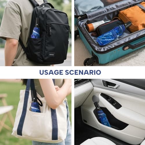 ECOBRELLA Windproof Travel Umbrellas for Adults- Automatic Backpack Lightweight Umbrellas with 12Constellations Pattern - Thumbnail 3