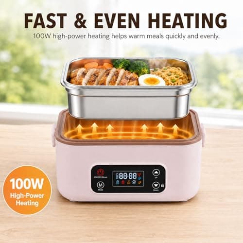 MISS BIG Heated Lunch Box for Adults, Electric Lunch Box for Men, White - Thumbnail 3
