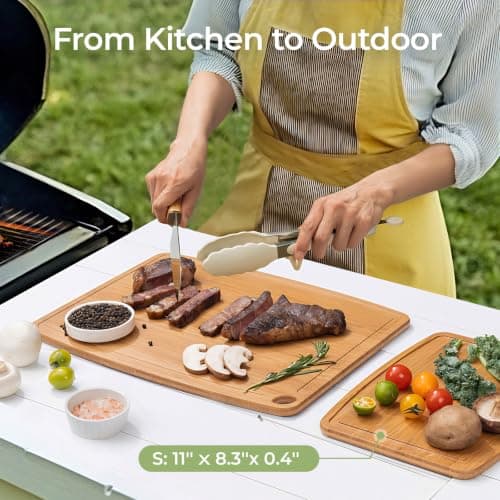 Keechee Dishwasher Safe Bamboo Cutting Boards 15.4x11.7in Heat-Resistant Chopping & Charcuterie Board with Juice Groove, Durable Lightweight Kitchen Essentials for Meat, Vegetables, Easy Clean - Thumbnail 5