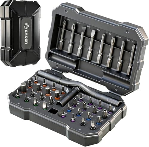 Saker 42-in-1 Magnetic Screwdriver Kit with T Handle Multi-Bit Ratchet Screwdriver Set Gifts for Father, Dad, Home, Computer, Bicycle, Furniture, DIY Dark Grey - Image 1