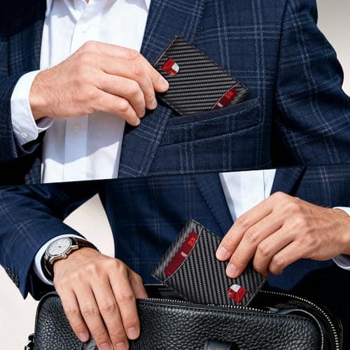 Tipmile Wallet for Men Slim RFID Blocking Credit Card Holder, Minimalist Men Wallets 12 Cards with 2 ID Windows & Cash Slot, Bifold Front Pocket Wallet Gifts for Men - Thumbnail 6