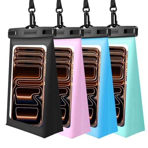 newppon 4 Pack Floating Waterproof Phone Pouch - Universal Large Floatable Water Proof Dry Bag Case - Float Clear Cell Holder with Lanyard - for iPhone 17 Pro Max Samsung Galaxy - Beach Swimming Pool - Image 1