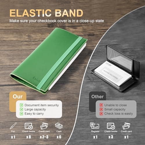 CASMONAL Checkbook Covers for Personal Checkbook Holder RFID Blocking Premium Leather Checkbook Cover for Duplicate Checks - Thumbnail 3