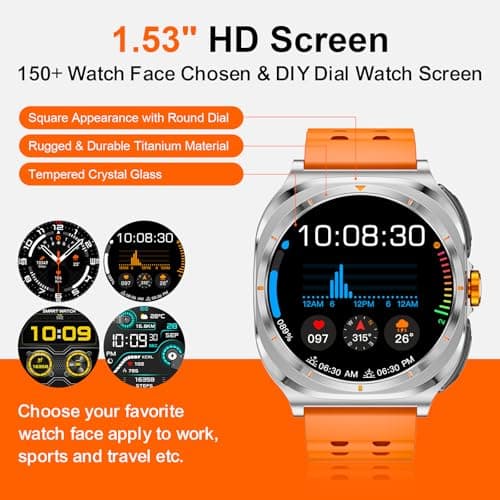 FANCHENGZI Smartwatch with Earbuds(Answer&Make Calls) IP67 Water Resistant Watch(2 Straps), Sports Watches 100+ Sports Modes (Cycling/Fitness/Hiking), DIY Watch Faces for Men Dad Husband (Silver) - Thumbnail 5