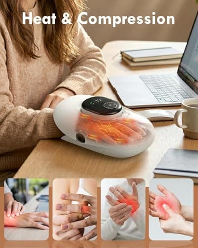 Heated Hand Massager with Finger Stretch Massage&Air Compression,4 Massage Modes,5 Intensity Levels,3 Heat Settings,Rechargeable Hand Massager for Palm&Fingers,Electric Hand Compression Massager - Thumbnail 3