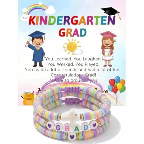 Kindergarten Graduation Gifts Class of 2026, Preschool Graduation Bracelet for Girls, Graduation Gift for Daughter Granddaughter Niece with Gift Card & Present Box (Kindergarten Graduation Bracelet) - Image 1