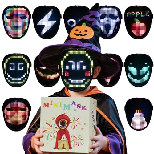 JDBMAOYE Led Mask For Kids,Lighted Up Mask - Led Masks With Gesture Sensing For Halloween Costume Christmas Cosplay Party Cool Gifts