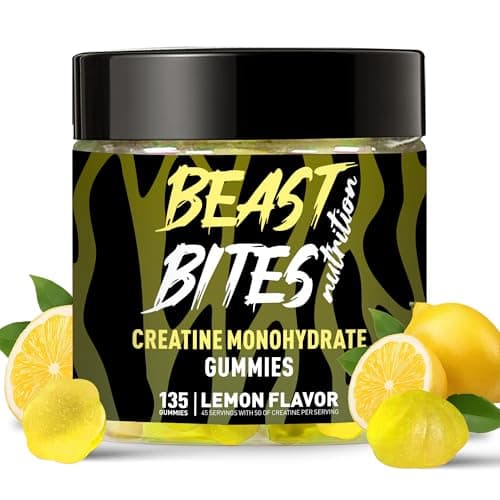 BEAST BITES Nutrition Creatine Monohydrate Gummies 5000mg (135 Count)-Lemon Flavor. - Image 1