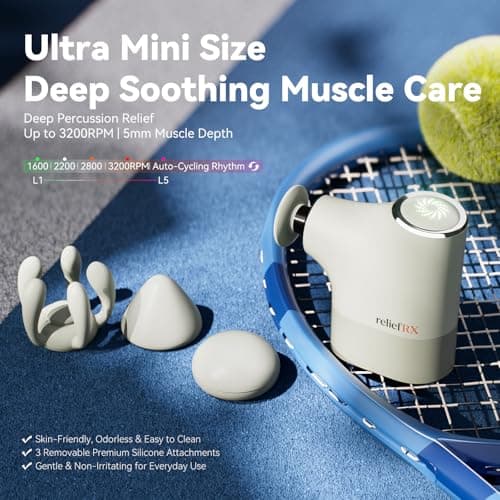 ReliefRX 0.4lb Portable Mini Massage Gun, On-the-Go Quiet Pocket Massage - Thumbnail 4