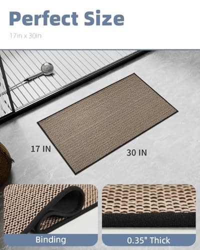 PADOOR Non-Slip Bath-Mats for Bathroom, Rubber-Backing Braided Absorbent Bathroom Mat Machine Washable Thin Bathroom Rugs Fit Under Door Quick Dry Bath Rugs for Floor, 17''x30'' Black - Thumbnail 2