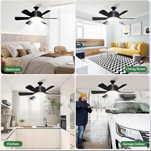 YUNICE Socket Fan Light with Remote 18 Inch Black Socket Ceiling Fan Light Socket Fan with Adjustable LED 3 Speeds E26/E27 Screw In Ceiling Fan for Bedroom Kitchen Garage - Thumbnail 6