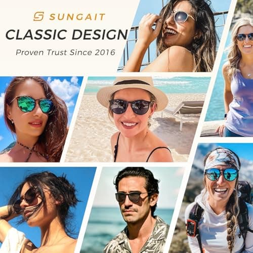 SUNGAIT Premium Vintage Round Sunglasses for Women Men Classic Retro Trendy Style (Black Frame(Matte Finish)/Polarized Grey Lens) 1567 PGHKH - Thumbnail 2