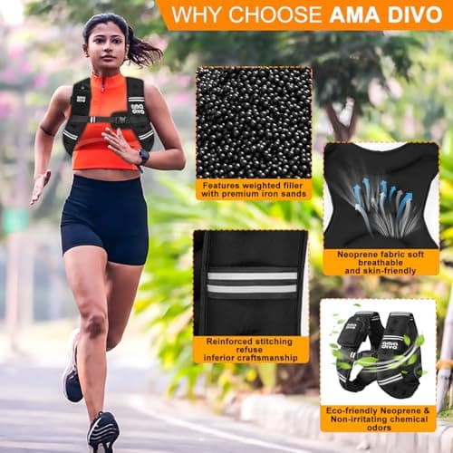 AMA DIVO 12LB Weight Vest for Women Men, Reflective Weighted Vest for Walking & Running Fitness Gear, Weighted Training for Calorie Burning, Adjustable Straps with Detachable Bag, Snug Fit - Thumbnail 4