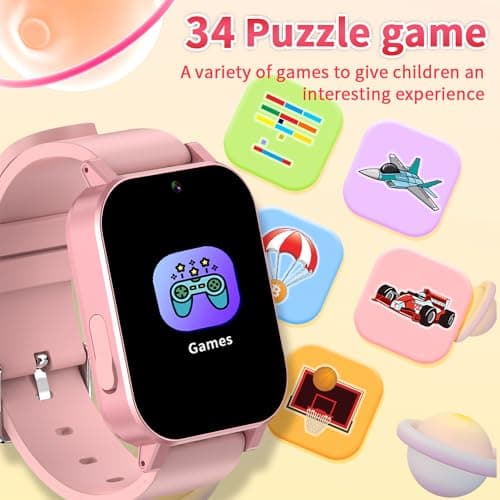 T TICCI Kids Smart Watch for Boys Girls - 1.83" HD Touch Screen, 500mAh Long Battery, Fast Type-C Charging, Games Camera Music Pedometer Torch, Educational Toys for Ages 4-12 Birthday Gift (Pink) - Thumbnail 5