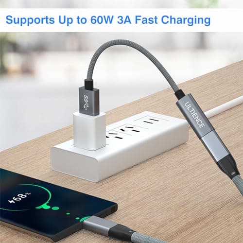 USB to USB C Cable Adapter 2 Pack, USB C Female to USB A Male Adapter - 10Gbps Data Transfer 60W Fast Charging, Type-C 3.2 Converter Compatible with Laptops, PCs, Flash Drives (0.41 Ft, Grey) - Thumbnail 3