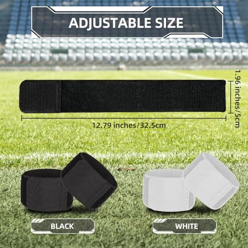 MOTSPO 4PCS Soccer Shin Guard Straps for Kids Youth Adult, Shin Pad Holders, Shinguard Stays, Lightweight & Adjustable, Black & White - Thumbnail 6