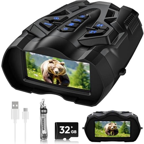 WISHBETY 4K Night Vision Goggles for Adults,16X Zoom Night Vision Binoculars with 1000FT Infrared Range,5000mAh Rechargeable Battery,3.5" Screen,Include 32GB Card,Gift for Mens and Outdoor Enthusiasts - Image 1