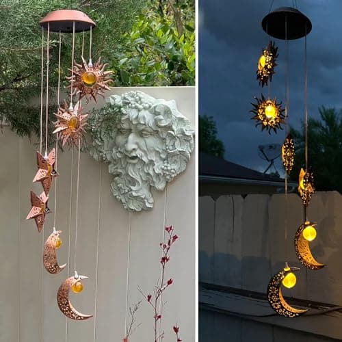 Tryme Solar Wind Chimes for Outside with Sun Moon Star Solar Hanging Lights Windchimes Outdoors Garden Decor Gifts for Mother, Grandma, Sister - Thumbnail 6