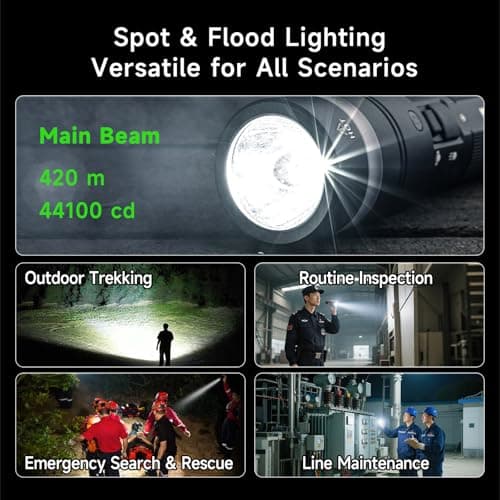 NEXTORCH C61 Rechargeable Flashlight, 3500 Lumen High Lumens LED Work Light with Wire Lanyard Ring, IP67 Magnetic Base, 420m Long Throw Search Flashlight for Camping Adventures Car Repair Emergency - Thumbnail 4