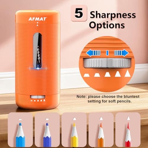 AFMAT Electric Pencil Sharpener, Fully Automatic Pencil Sharpener, Auto in & Out, Rechargeable Hands-Free Sharpeners for Jumbo & Colored Pencils (6.5-12mm), Portable for Home/Classroom/Office PSC2 - Thumbnail 5