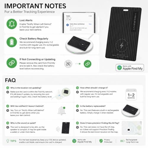 MSEBENT Wallet Tracker Card, Apple MFi Certified, Works with Apple Find My (iOS Only), Rechargeable Wireless Charging Slim Bluetooth Smart Tracking Card, Item Finder for Key, Passport, Luggage, Bag - Thumbnail 5