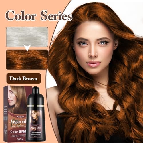 Dark Brown Hair Dye Shampoo 3 in 1, Covers Gray in Minutes, with Argan Oil, Long Lasting Color, Easy At-Home Use for Women & Men, 100% Gray Coverage, Gentle Herbal Formula, Natural color shampoo - Thumbnail 3