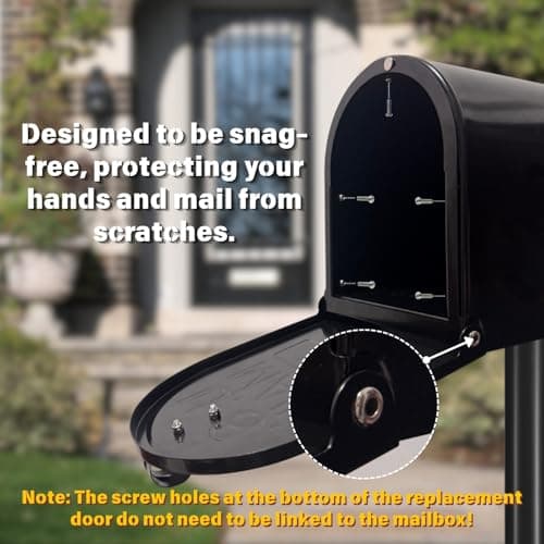 6 1/4" Mailbox Door Replacement - Secure Screw-in Design - Heavy Duty Galvanized Steel Mailbox Door Repair Kit for Brick, Stone & Standard Curbside Mailboxes, Includes Reflective Numbers - Thumbnail 3