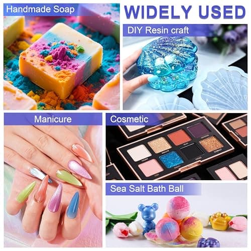 MTBJZJ Mica Powder for Resin, 25 Colors - 20g/Bottle Epoxy Resin Color Pigment, for Candle Dye, Lip Gloss Pigment, Soap Making, Slime Colorant, Paint, Bath Bombs, Nail Polish and Eye Shadow - Thumbnail 5