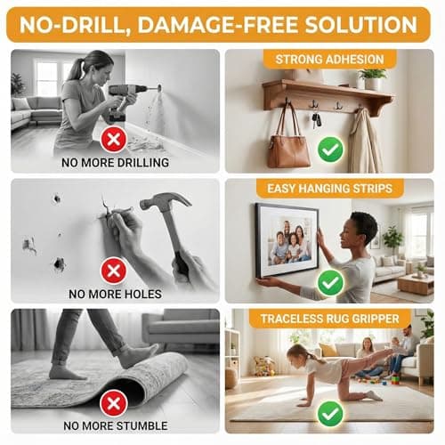 Bekhic Double Sided Tape Heavy Duty, Clear Mounting Tape Nano Double Sided Adhesive Tape,Picture Hanging Adhesive Strips (9.85FT) - Thumbnail 5