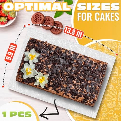 1/4 Sheet Cake Board Rectangle Cake Drum - 9.9x13.8 Rectangle Cake Board for Pastries, Grease & Moisture Resistant Thick Sturdy Cardboard with Fancy Pattern for Easter Baking Presentation - Thumbnail 2
