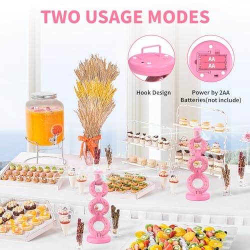 Fly Fans for Tables Fly Repellent Outdoor Keep Flies Away, Flies Spinner Table Top with Holographic Blades, Bug Traps for Picnic, Party, BBQ (Pink) - Thumbnail 6