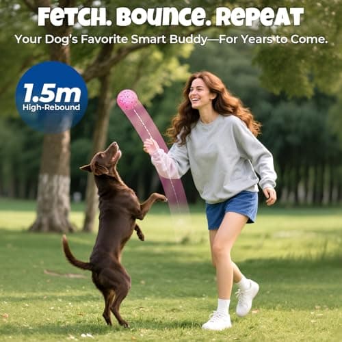 Interactive Dog Toys Dog Ball: Moving Dog Ball for Large Dogs - Automatic Moving, Bouncing, and Rotating, E-TPU Material, IP65 Waterproof Rating, Active Rolling Ball for Medium and Large Dogs - Pink - Thumbnail 4
