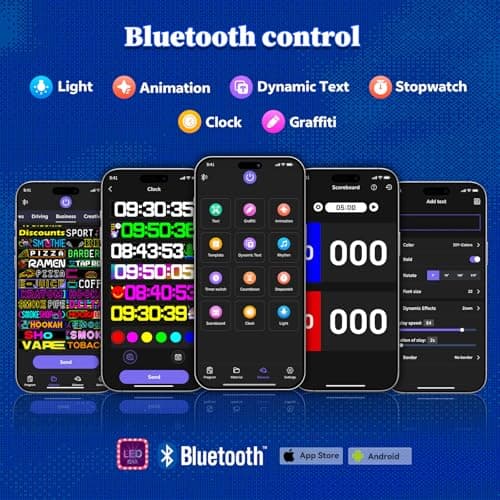 Large Programmable Indoor Windows LED Signs, P10 Resolution LED Sign,Bluetooth APP, for Cars Business Bars Gaming Rooms Restaurants Festivals (77"x 8") - Thumbnail 3