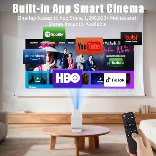 [Smart Projector with Apps] 4K Supported Mini Projector with Wifi and Bluetooth, XENPONAD Movie Projector for Bedroom Celling Camping & Outdoor Use, Portable Projector with Speaker, Auto Keystone - Thumbnail 2