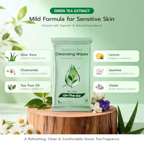10 PCS Rinse-Free Body Wipes, Ultra Thick Shower Wipes for Skin, Disposable & Travel Essentials, Hypoallergenic, Green Tea & Aloe-Infused, XL Cleansing Wipes for Post Workout Cleanup & Elderly Hygiene - Thumbnail 2