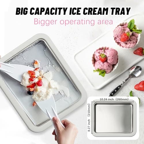Rolled Ice Cream Maker Kit, At Home Ice Cream Roller Maker Machine with Instant Freeze Tray with Lid & 2 Spatulas, roll ice cream maker for Family Activities, Frozen Yogurt Machine - Thumbnail 4