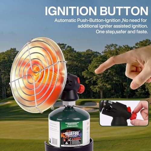 KOMAN Golf Cart Heater,Outdoor Propane Heater with Golf Cart Cup Holder,Self Ignition Safe Cordless Golf Cart Accessories for Most Golf Cart EZGO, Yamaha, Club Car(Fuel not inculded) - Thumbnail 2