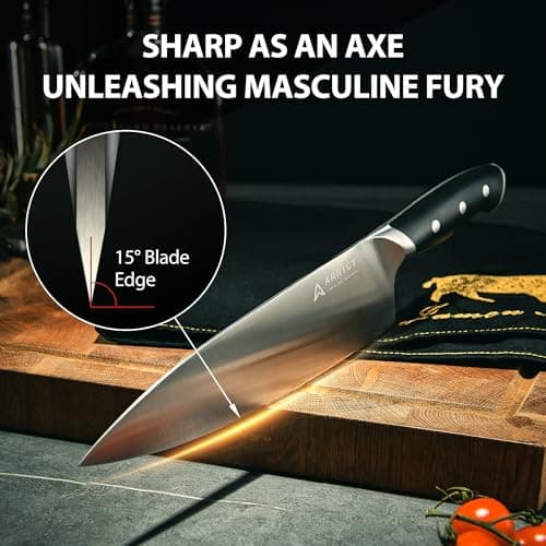 Arrtcy Knife Set with Block, Kitchen Knife Set 15-Piece with Sharpener - High Carbon Stainless Steel Dishwasher Safe Knives with Ergonomic Handles for Chef & Home - Thumbnail 3