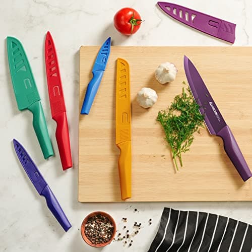 Astercook Knife Set, 12 Pcs Color-Coded Kitchen Knives Set, 6 Color Anti-Rust Coating Stainless Steel Chef Knife Sets with 6 Blade Guards Dishwasher Safe - Thumbnail 3