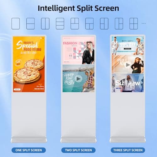 JIYANG 43 Inch Digital Signage Display, Indoor Floor Standing Advertising Display Kiosk Android System,Commercial LCD Totem Support HDMI-in,Free Customization Stickers and Lifetime CMS System(White) - Thumbnail 3