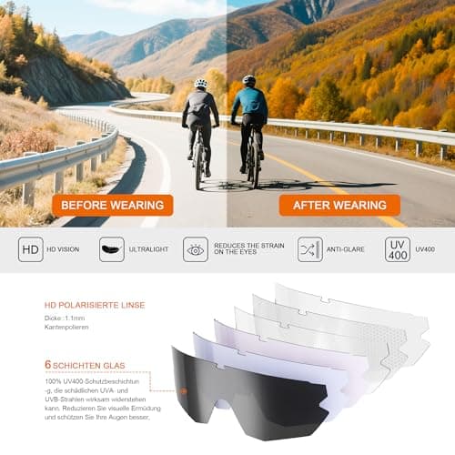 suoso Polarized Sports Sunglasses-Men-Women Cycling-Sunglasses: Running Sun Lightweight Sun Glasses UV Protection Fishing - Thumbnail 3