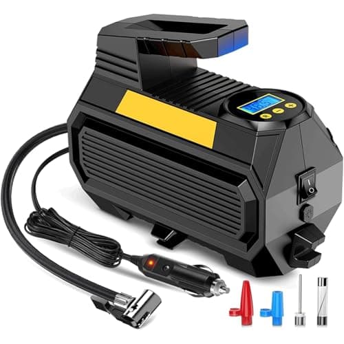 LONLEEYU Tire Inflator, Portable Air Compressor Pump for Car Tires, 12V DC Auto Tire Pump with Digital Pressure Gauge, Up to 150PSI with Emergency LED Light for Bicycle, Balloons - Image 1