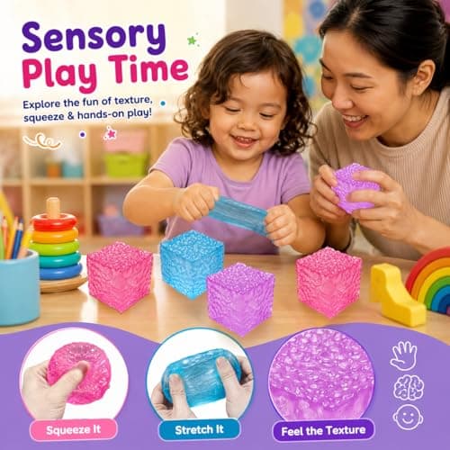 Zhgood Nice Cube Squishy,Sensory Fidget Toy for Kids Teens Adults, Squishies Squeeze Toys for Anxiety Stress Relief, Quiet Desk Toys for Classroom Prize, Birthday Gifts Party Favors - Thumbnail 6